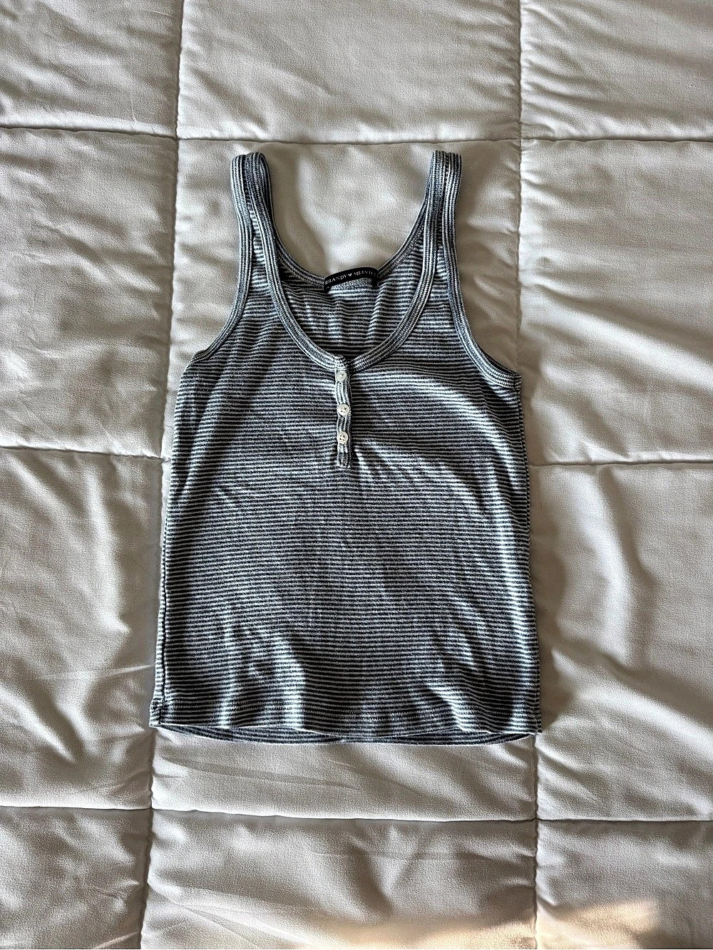 Brandy Melville Zelly Striped Top Gray/blue & White